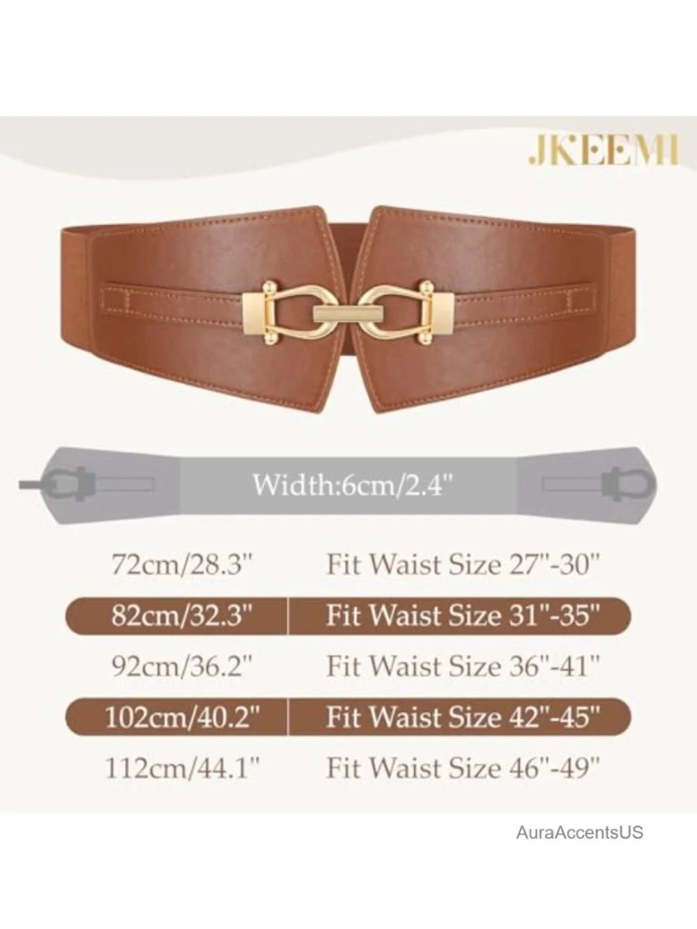 Wide Stretch Elastic Belt Gold Buckle for Dresses Coats